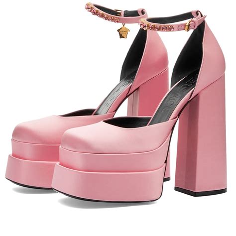 versace woman hot pink red shoes|Versace pink platform shoes.